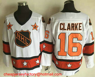 1972-81 NHL All-Star #16 Bobby Clarke White CCM Throwback Stitched Vintage Hockey Jersey