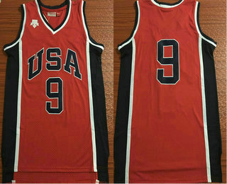 1984 Olympics Team USA #9 Michael Jordan Red AU Throwback Jersey