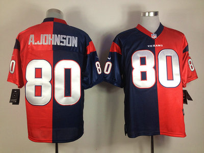 Nike Houston Texans 80 Andre Johnson Blue and Red Split Elite Jerseys