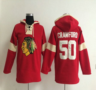 2014 Old Time Hockey Chicago Blackhawks #50 Corey Crawford Red Hoody