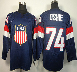2014 Olympics USA #74 T. J. Oshie Navy Blue Jersey