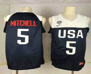 2019 FIBA Team USA #5 Donovan Mitchell Navy Blue Nike Swingman Stitched NBA Jersey