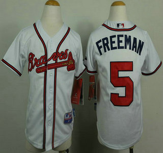 Atlanta Braves #5 Freddie Freeman White Kids Jersey