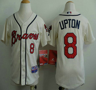 Atlanta Braves #8 Justin Upton Cream Kids Jersey