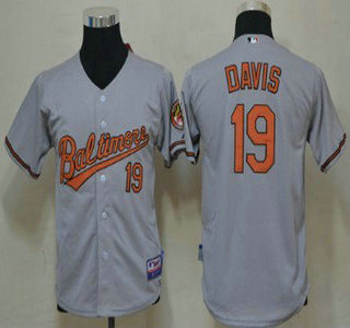 Baltimore Orioles #19 Chris Davis Gray Kids Jersey