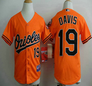 Baltimore Orioles #19 Chris Davis Orange Kids Jersey