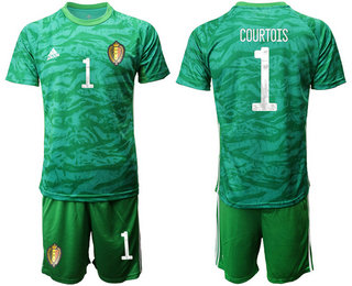 Belgium 1 COURTOIS Green Goalkeeper UEFA Euro 2020 Soccer Jersey