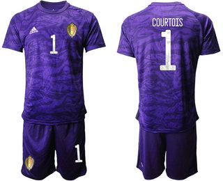 Belgium 1 COURTOIS Purple Goalkeeper UEFA Euro 2020 Soccer Jersey