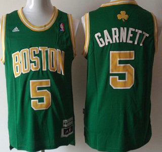 Boston Celtics 5 Kevin Garnett Revolution 30 Swingman Green With Gold Jersey