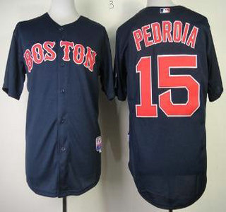 Boston Red Sox #15 Dustin Pedroia Blue Cool Base Jersey