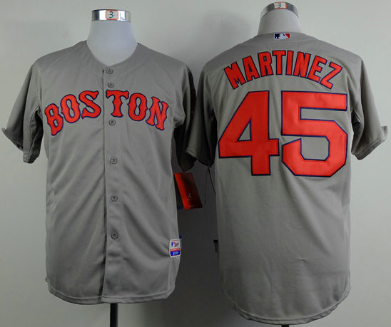 Boston Red Sox #45 Pedro Martinez Grey Cool Base Jersey