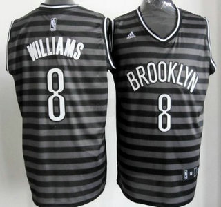 Brooklyn Nets #8 Deron Williams Gray With Black Pinstripe Jersey