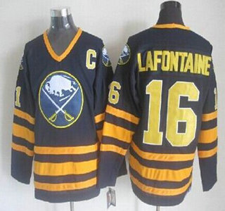 Buffalo Sabres #16 Pat Lafontaine Dark Blue Throwback CCM Jersey