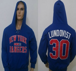 CCM New York Rangers #30 Henrik Lundqvist Light Blue Hoody
