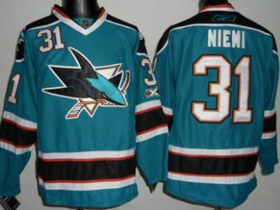 Cheap San Jose Sharks 31 Antti Niemi Blue Jersey