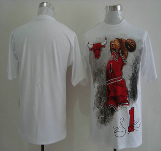 Chicago Bulls #1 Derrick Rose White Shirt