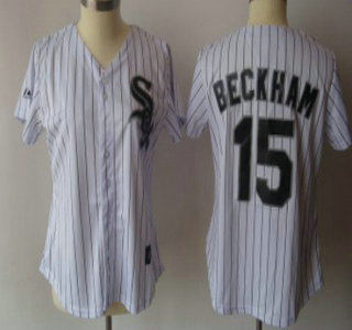 Chicago White Sox #15 Beckham White With Black Pinstripe Womens Jersey