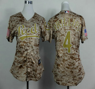 Cincinnati Reds #4 Brandon Phillips 2014 Camo Womens Jersey