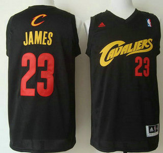 Cleveland Cavaliers #23 LeBron James 2014 Black With Red Fashion Jersey