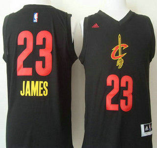Cleveland Cavaliers #23 LeBron James 2015 Black With Red Fashion Jersey