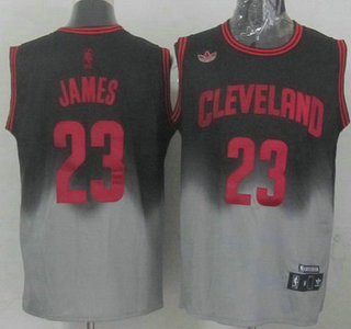 Cleveland Cavaliers #23 LeBron James Black With Gray Fadeaway Fashion Jersey