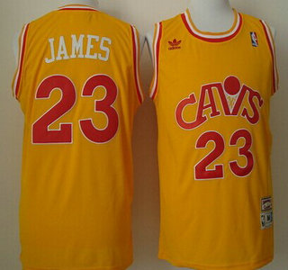 Cleveland Cavaliers #23 LeBron James Cavs Fanatic Yellow Swingman Throwback Jersey