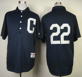 Cleveland Indians #22 Jason Kipnis 1902 Turn Back The Clock Navy Blue Jersey