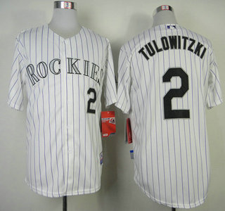 Colorado Rockies #2 Troy Tulowitzki White With Purple Pinstripe Jersey