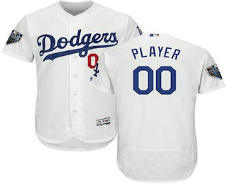 Custom Men's Los Angeles Dodgers White 2018 World Series Flex Base Jersey