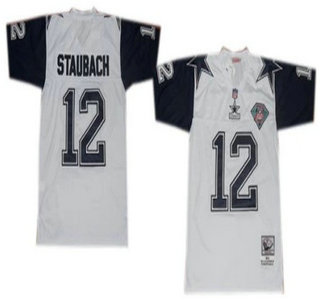 Dallas Cowboys #12 Roger Staubach White Thanksgivings 75TH Throwback Jersey