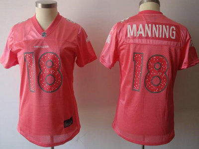Denver Broncos 18 Peyton Manning 2010 Women Pink Jerseys