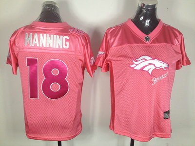 Denver Broncos 18 Peyton Manning Pink Womens Jersey