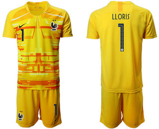 France 1 LLORIS Yellow Goalkeeper UEFA Euro 2020 Soccer Jersey