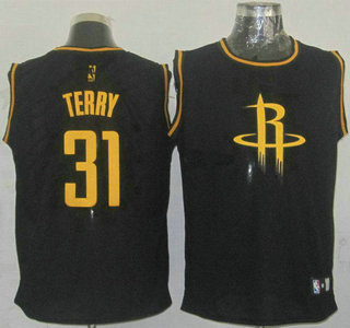 Houston Rockets #31 Jason Terry 2014 Black With Gold Jersey