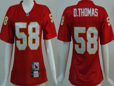 Kansas City Chiefs 58 Derrick Thomas Red Throwback Womens Team Jersey