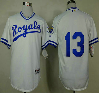 Kansas City Royals #13 Salvador Perez 1974 White Jersey