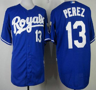 Kansas City Royals #13 Salvador Perez Dark Blue Cool Base Jersey