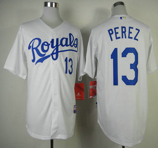 Kansas City Royals #13 Salvador Perez White 2014 Cool Base Jersey