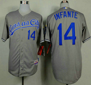Kansas City Royals #14 Omar Infante Grey Jersey