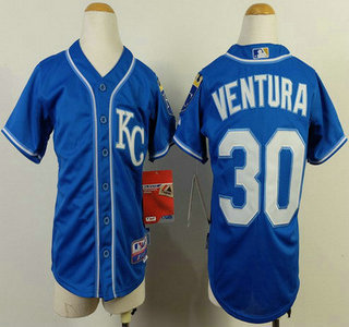Kansas City Royals #30 Yordano Ventura 2014 Blue Kids Jersey
