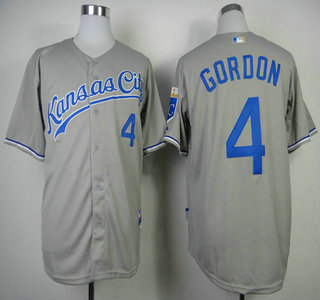 Kansas City Royals #4 Alex Gordon Grey Jersey