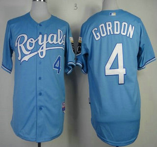 Kansas City Royals #4 Alex Gordon Light Blue Jersey