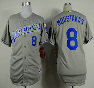 Kansas City Royals #8 Mike Moustakas Grey Jersey