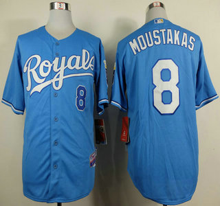 Kansas City Royals #8 Mike Moustakas Light Blue Jersey