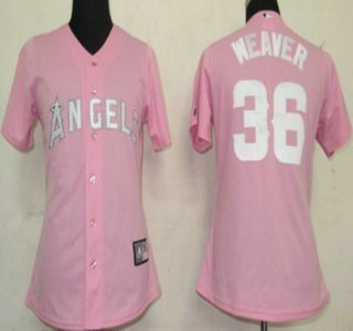 LA Angels of Anaheim #36 Weaver Pink Womens Jersey