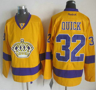 Los Angeles Kings #32 Jonathan Quick Yellow Jersey