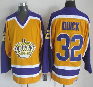 Los Angeles Kings #32 Jonathan Quick Yellow Throwback CCM Jersey