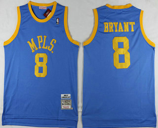 Los Angeles Lakers #8 Kobe Bryant MPLS Blue Hardwood Classics Soul Swingman Throwback Jersey