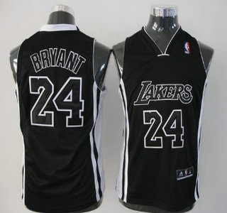 Los Angeles Lakers 24 Bryant Black With Black Authentic Kids Jersey