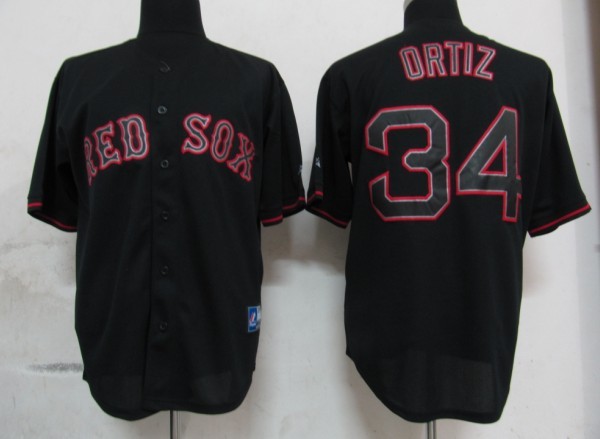 Boston Red Sox 34 Ortiz Black Fashion MLB Jerseys